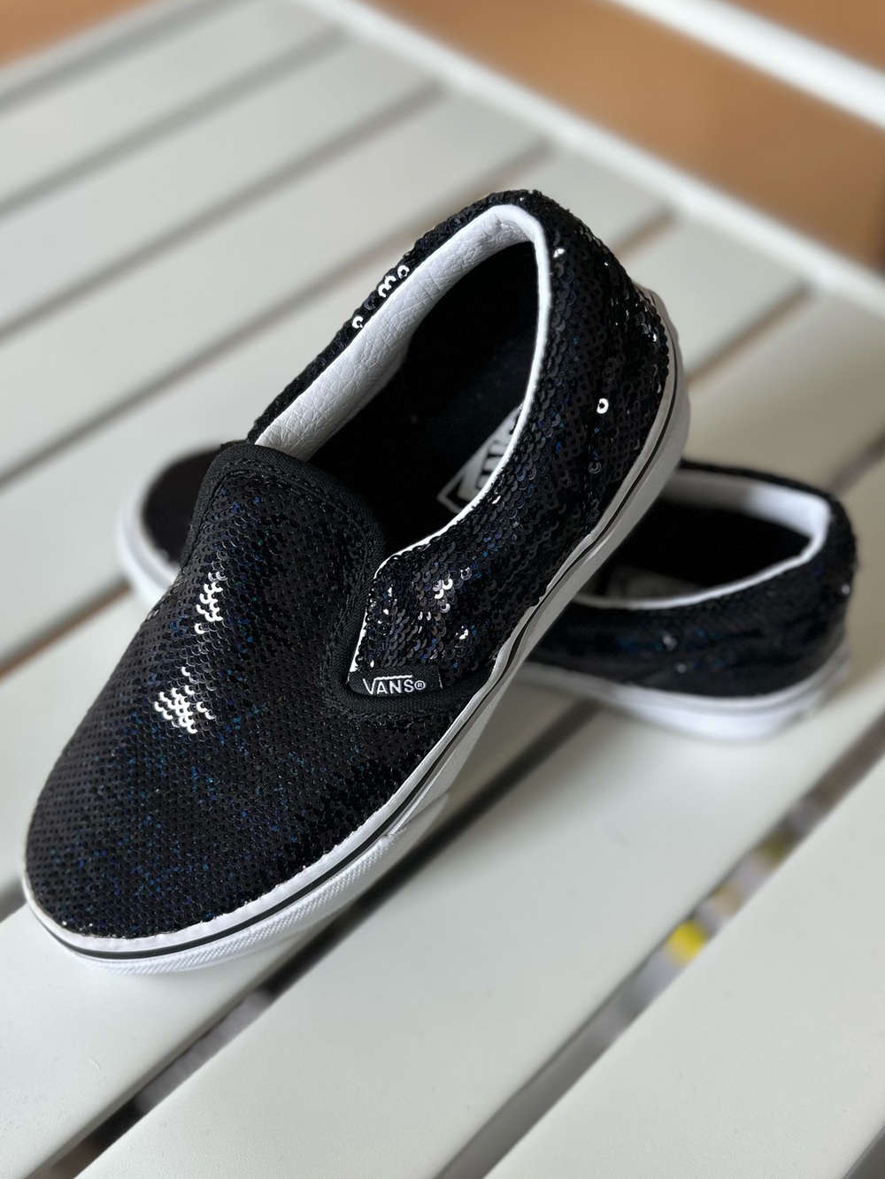 Vans Kids Black Sequin Slip-On Sneakers
